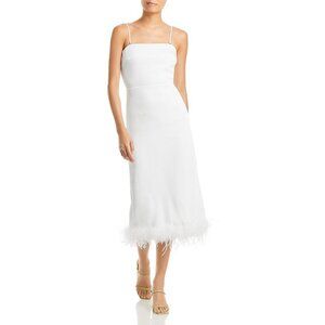 Lucy Paris Women's Mareena Feather Column Midi Dress White S B4HP $148